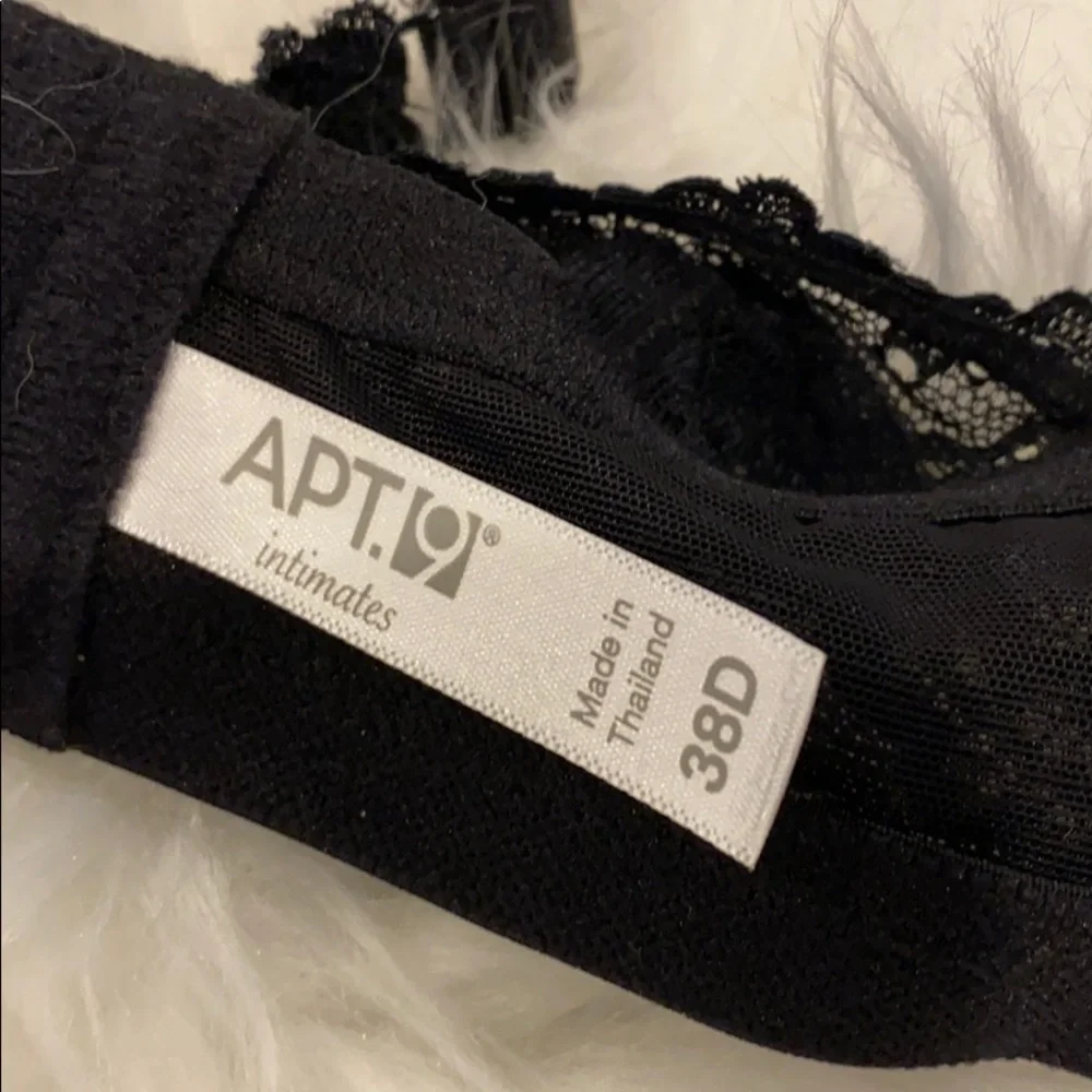 NWT 38 D Apt. 9 Black Lace Trim Push Up Bra